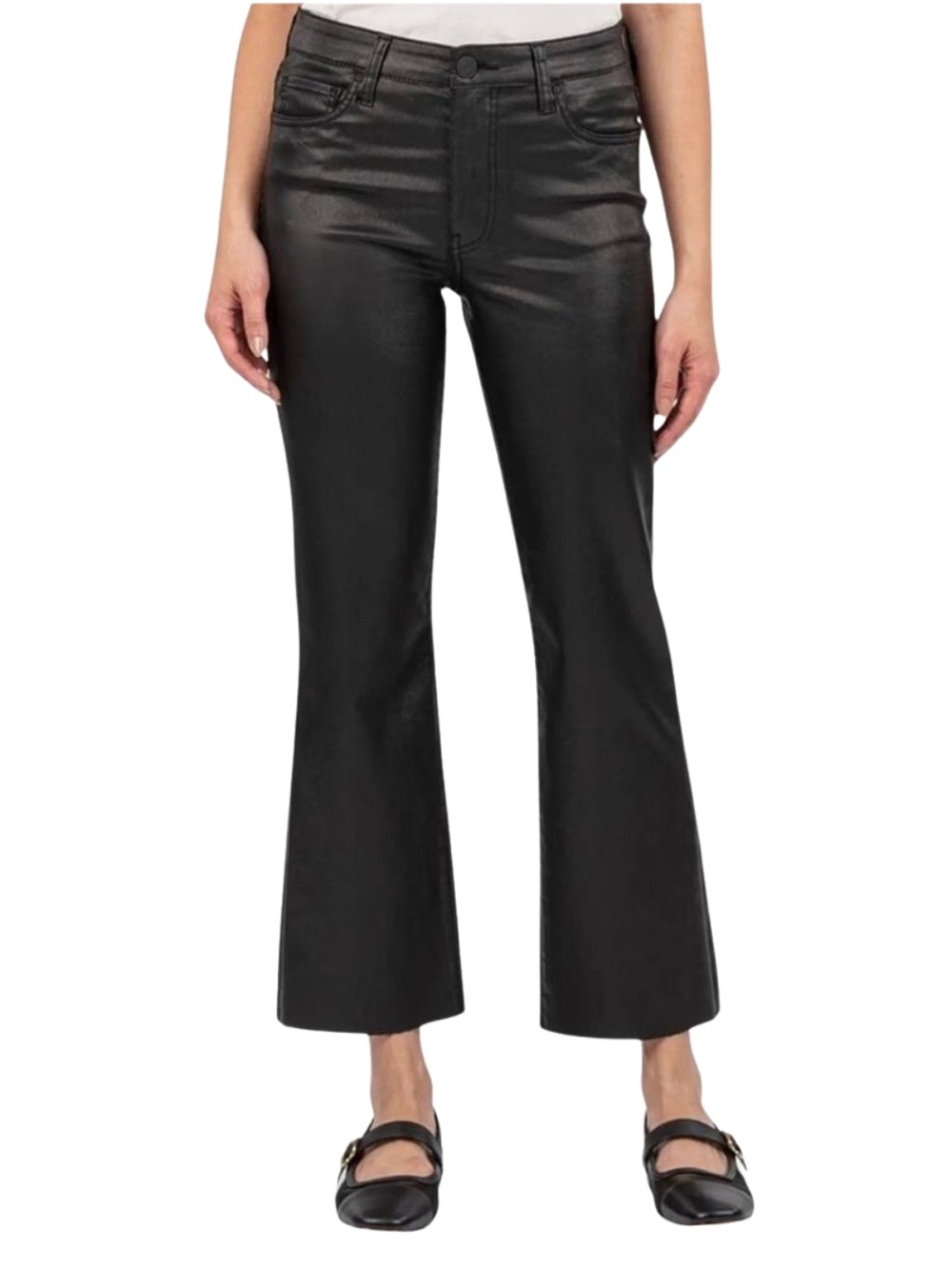 Kut from the Kloth Kelsey High Rise Ankle Flare Coated Black Women’s Size 12